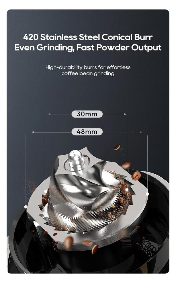 HiBREW G7 Electric Coffee Grinder, 48 Grind Settings, Anti-Static Technology, Stainless Steel Conical Burr, Compatible with 51/54/58mm Portafilters