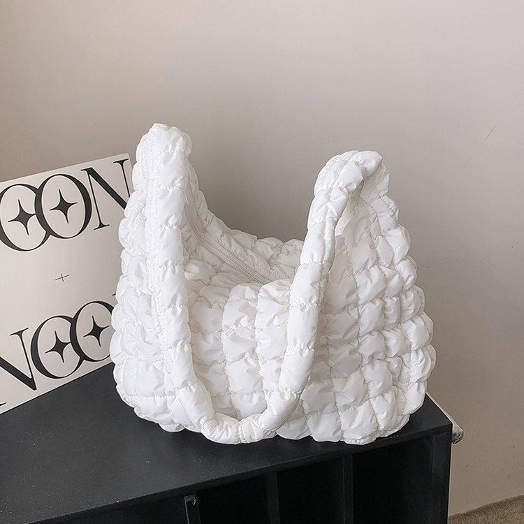 Quilted Padded Crossbody Bag for Women Pleated Bubbles Cloud Shoulder Bags Large Tote Bucket Designer Bag Ruched Handbags 2024