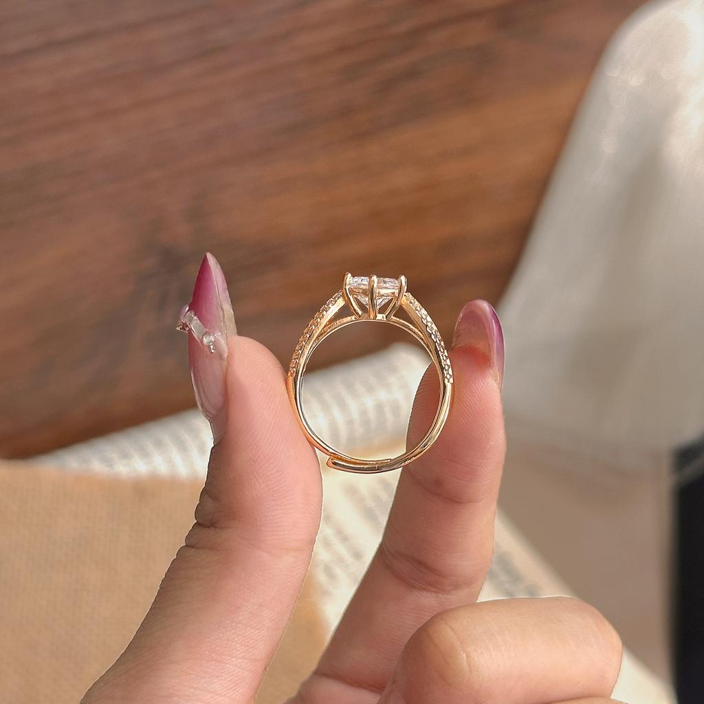 Explosive Court Style Full Diamond 1 Carat Ring Irregular Ins Wind Ring Finger Ring Opening