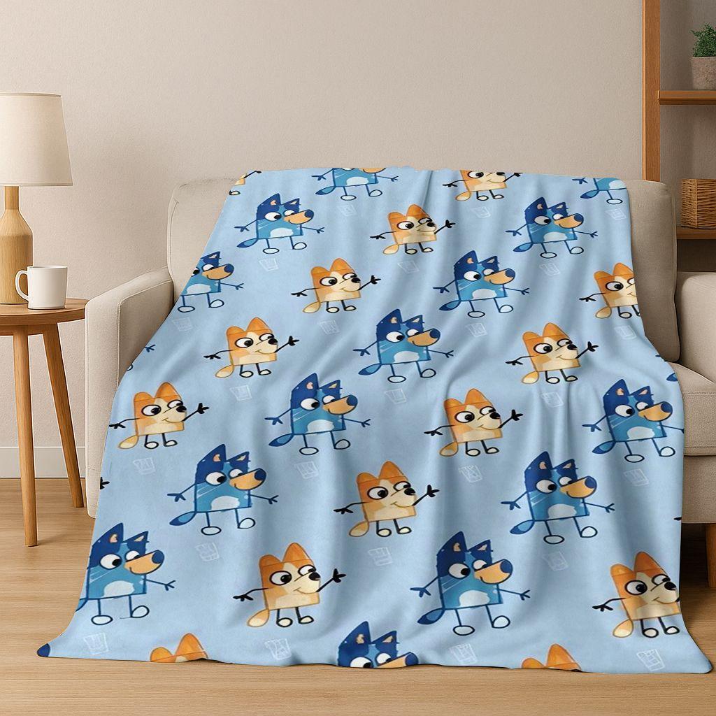 Classic B-Blueys Cartoon Dog Flannel Blanket Soft Warm Throw Blanket for Bed Bedroom Room Living Room Travel Picnic Kid Gift