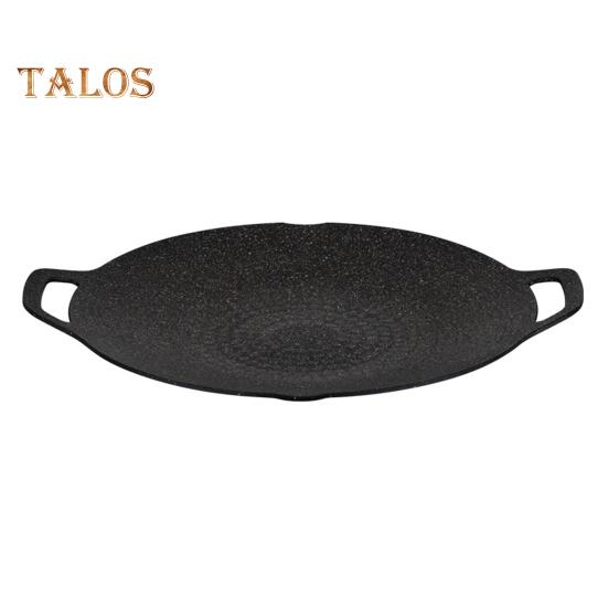 

Корейская сковорода для барбекю, круглая антипригарная сковорода для выпечки в помещении, противень для барбекю с ручками, чугунная сковорода для домашнего кемпинга L