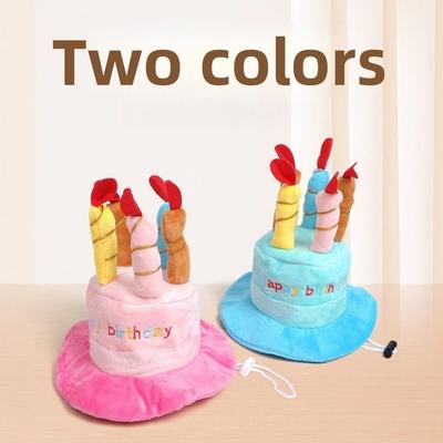 New Birthday Theme Dog Hat Cake Shape Blue Pink Birthday Cake Hat Cute Pet Headwear Cap Party Decor