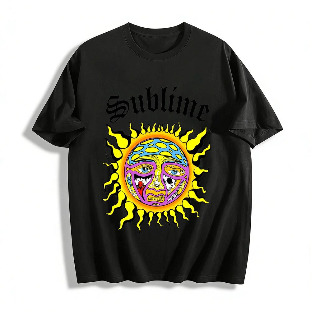 

Sublime Band Classic Sun Face Print Vintage Trendy Short Sleeve T-Shirt Pure cotton T-shirt XXS