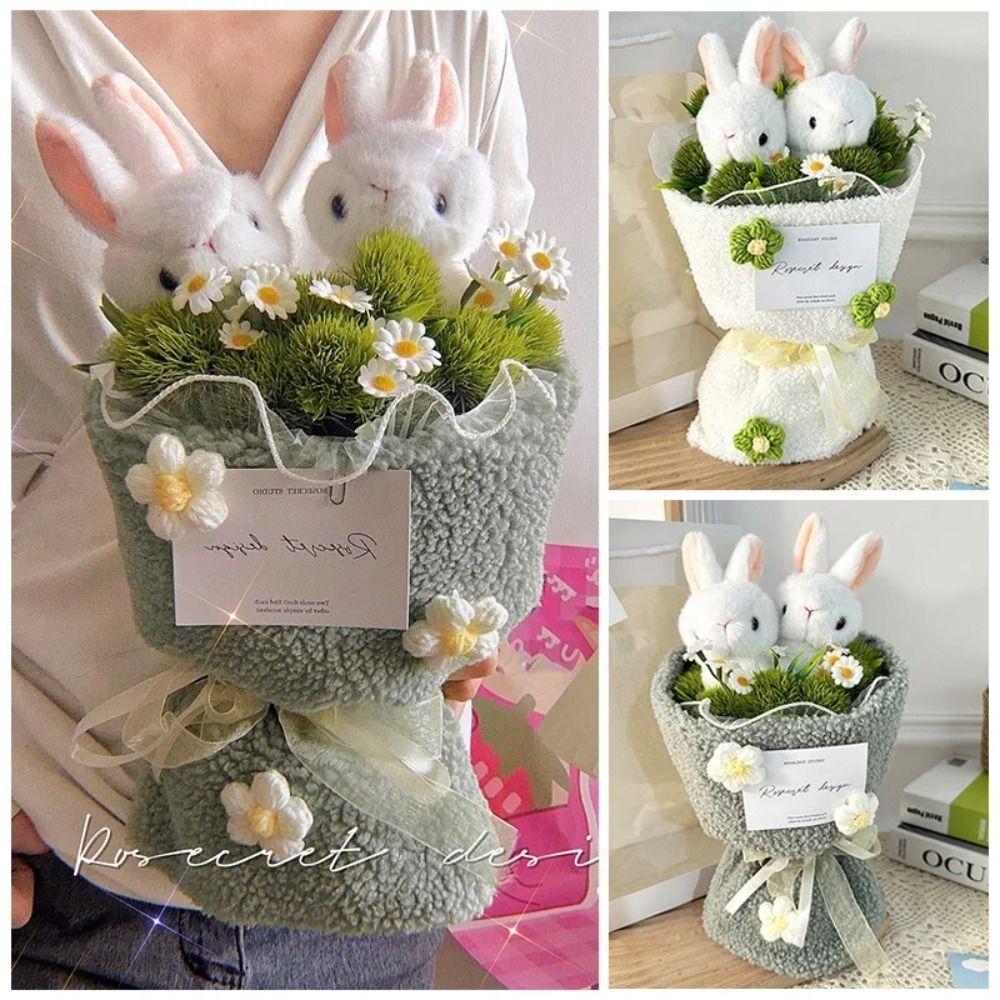 Cartoon Animal Rabbit Plush Doll Bouquet Plush Cartoon Artificial Flowers Graduation Gifts