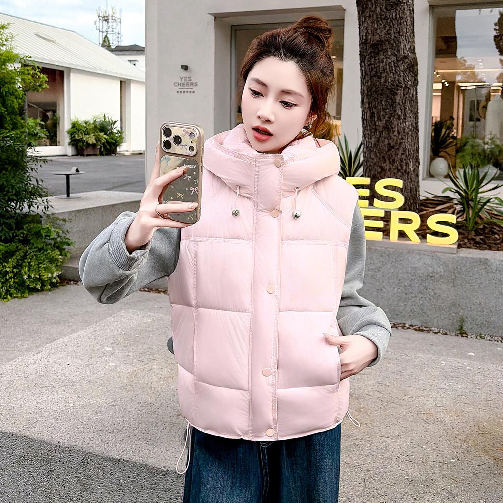 Puff Hooded Down Cotton Clothing Vest Women's Winter New Large Size Women's Loose Vest Jacket
