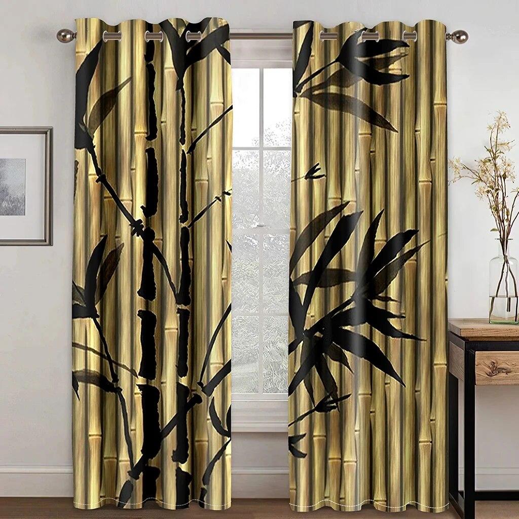 Pictură cu cerneală din bambus ieftină Perdele elegantă cu umbrire ridicată pentru sufragerie dormitor Diverse stiluri de pictură din bambus Draperie opace