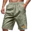 Men's Lightweight Linen Shorts Breathable Loose Fit Casual Beach Athletic Drawstring Waist with Patch Pocket