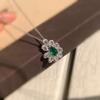 Personalized Fashionable Silver Necklace for Women's Cultivation Emerald Pendant Design