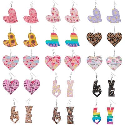 Romantic Valentine's Day Rainbow LOVE Earrings: Creative Acrylic Ear Hooks for Women