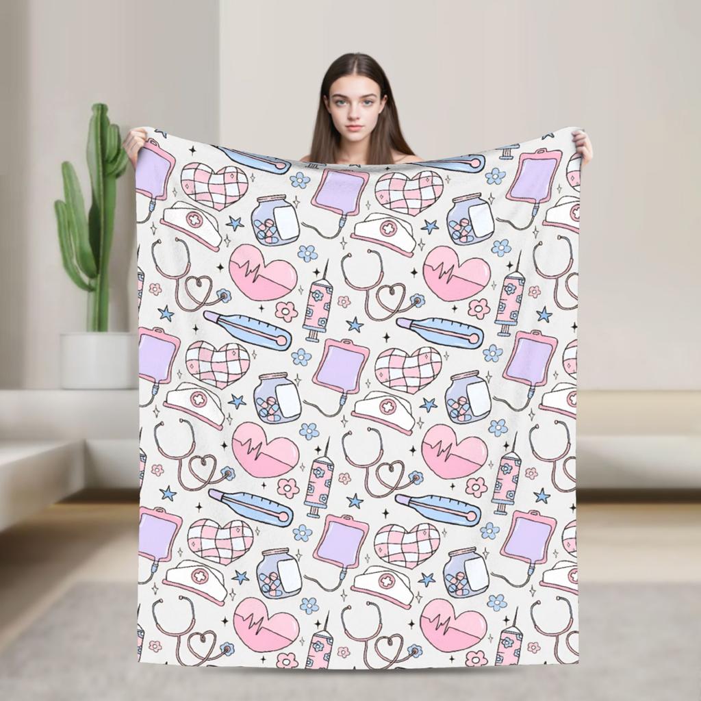 Super Warm Blanket Travel Office Medical Nurse Doctor Throw Blanket Flannel Bedspread For Bedroom Novelty Sofa Bed Cover