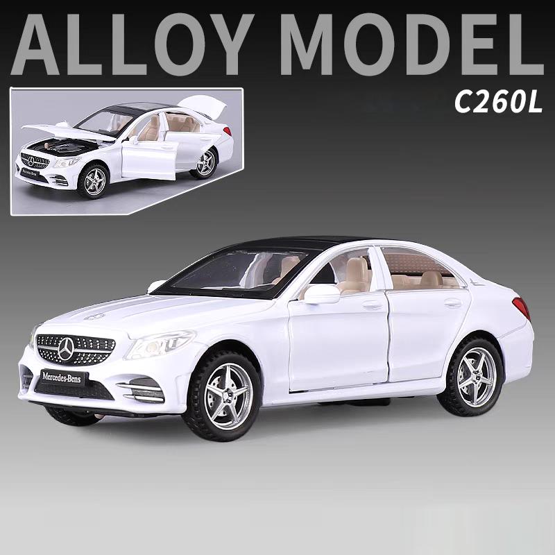 Mercedes Benz C260L Simulation Diecast & Toy Vehicles Sounds & Light Pull Back Car 1:32 Alloy Model Gifts For Children