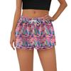 Damen Modische Locker Geschnittene Pyjamashorts Mit Fleece Weihnachtsprint Freizeithose