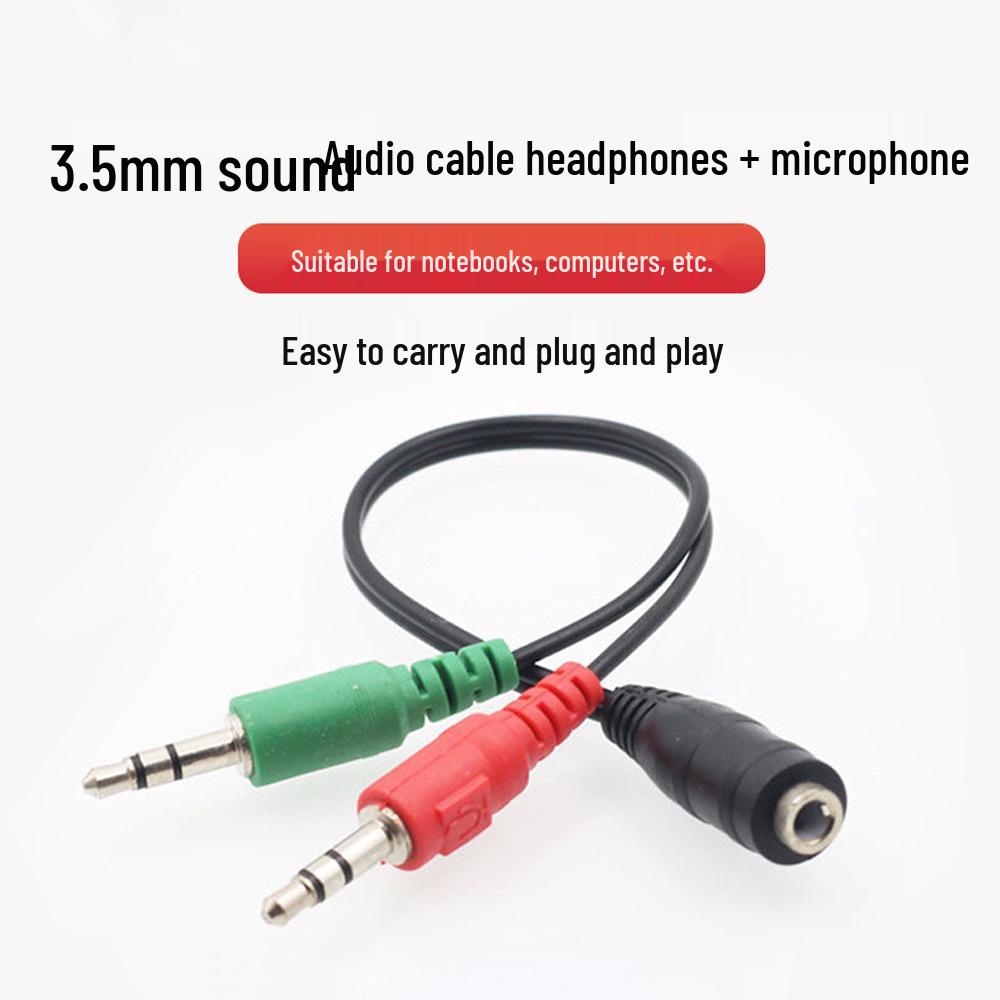 

3.5mm One-to-Two Audio Extension Cable for Headphone & Microphone with Nickel-Plated Connectors. чёрный