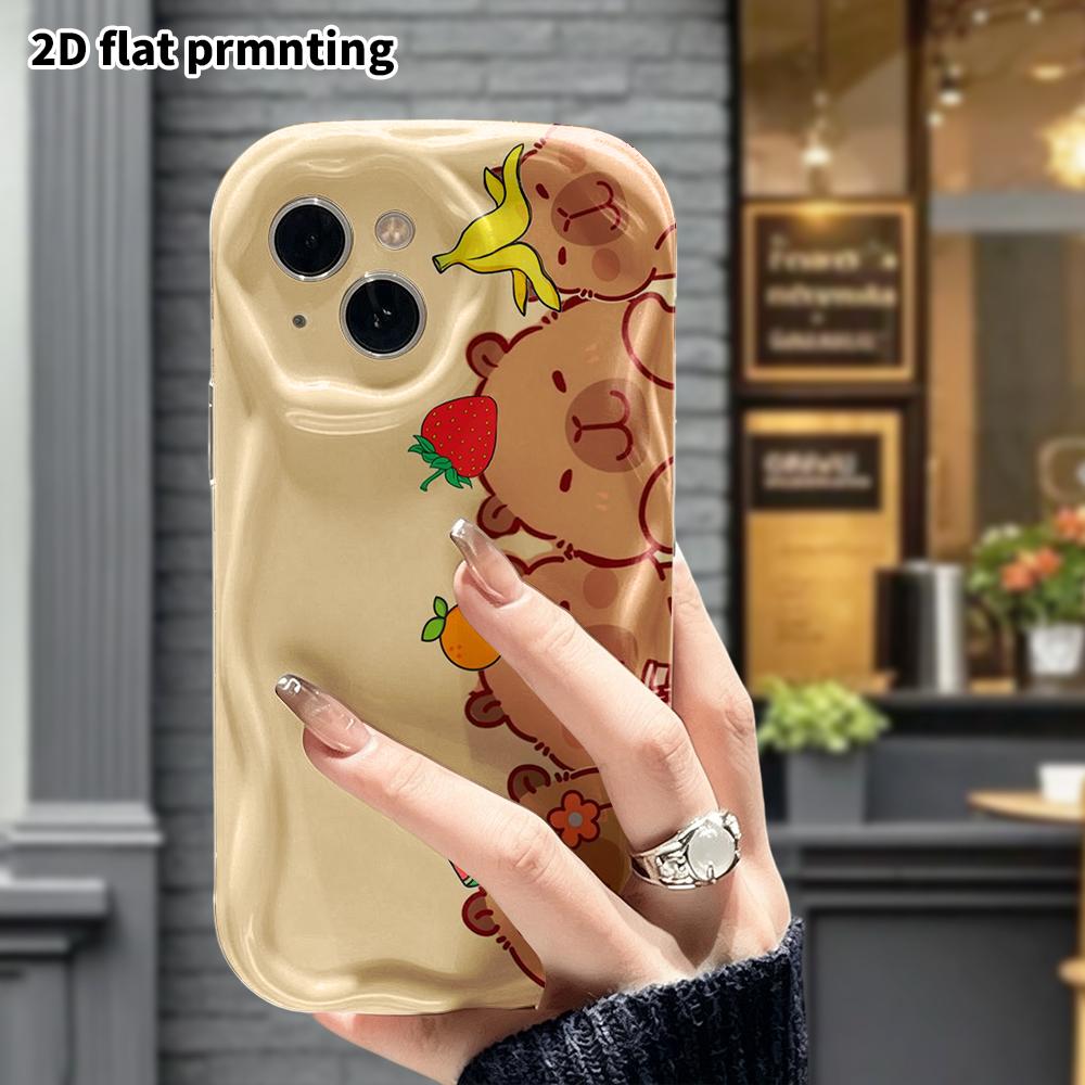Phone Case: 2D, Fits iPhone 12 Pro To 18, Phone Decoration Featuring Capybaras and Fruits, Perfect Gift for Christmas and Halloween