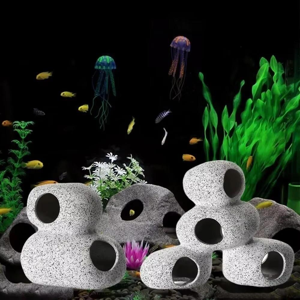 Neues lila Ton Aquarium Versteck Felsen Natürliche Haptik Simulationshandwerk Aquarium Dekoration Landschaftsgestaltung Aquarium Höhle