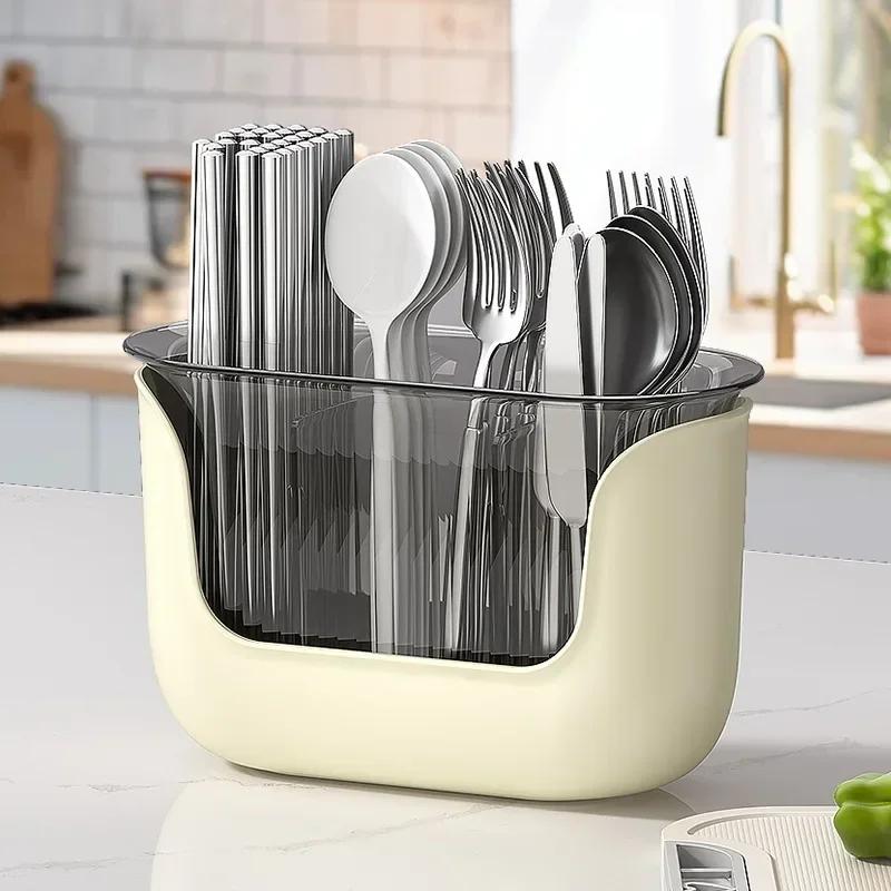 

1Pcs Kitchen Chopstick Shelf Drain Storage Basket Multifunction Cutlery Holder Home Flatware Storage Shelf Kitchen Accessorie светло-желтого
