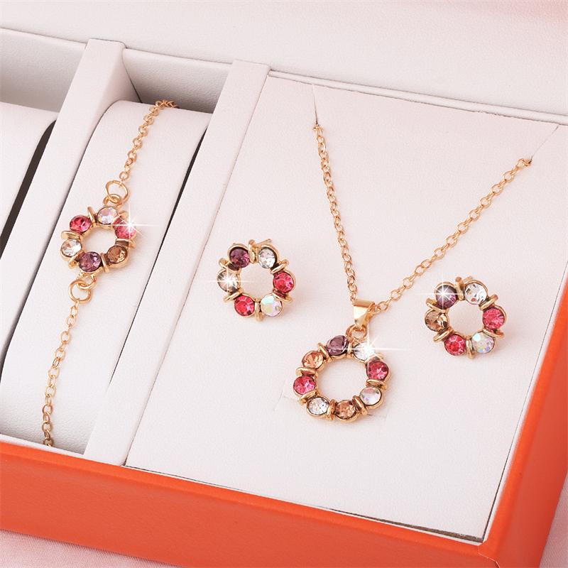 

Colorful Rhienstone Luxury Zircon Set for Women Necklace/Earrings/Bracelets Set Boho Zircon Trendy New Wedding Zircon 2026