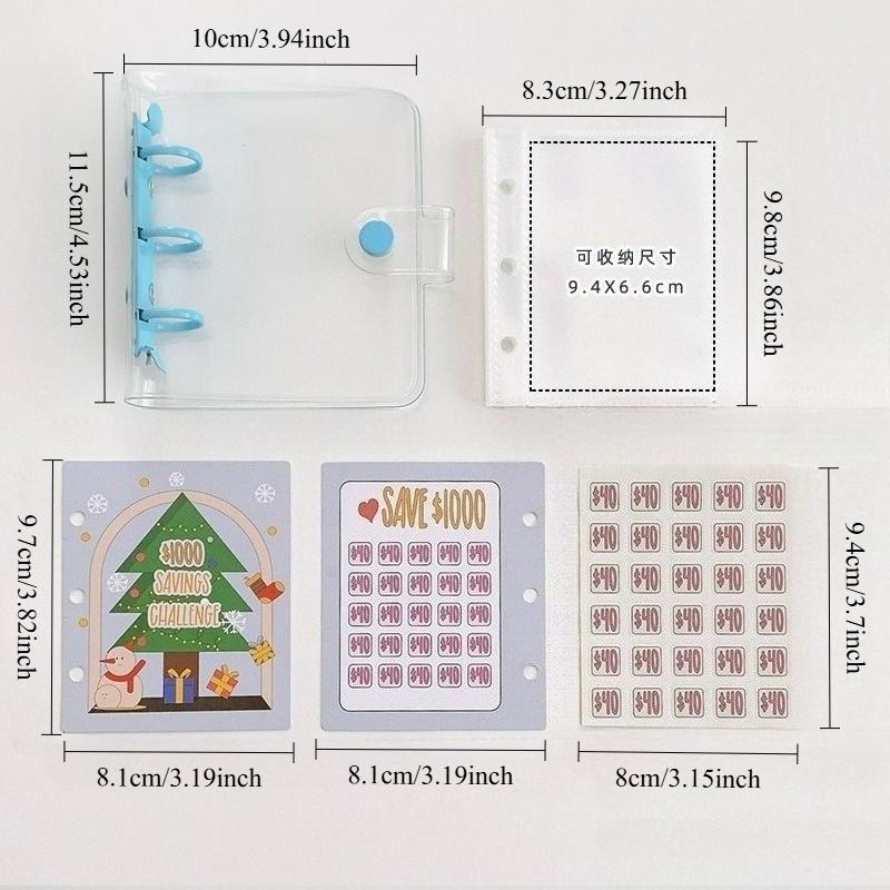 Creative Savings Deposit Bag, Cash Ledger, Mini Savings Binder, Binder Envelope Savings Challenge Book,Mini Budget Hanging Chart