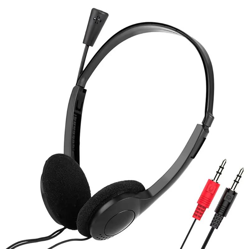 3.5mm Wired Headsets with Mic Operator Headphones Noise Reduction Earphone Adjustable Headband for Operator School Student