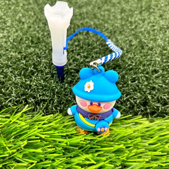Kreslená kachna Držák na golfová odpaliště s provázkem proti ztrátě Průhledná plastová PVC odpaliště pro konzistentní odpaly Zábavné novinkové golfové příslušenství