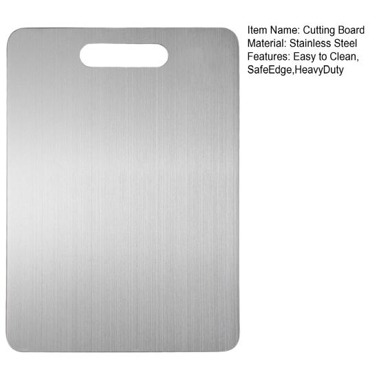 Double-Sided Stainless Steel Cutting Board Non-Slip Kitchen Chopping Board for Meat Vegetables Dough Rust-Proof Multi-Purpose Reversible Mat for Home