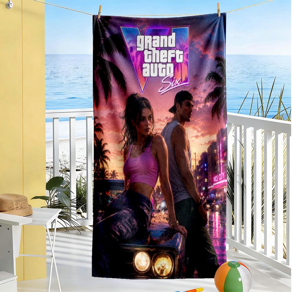 Grand Theft Auto Beach Towel Soft Durable Quick-Dry Comfortable Lightweight Suitable for Swimming Gym Camping Yoga Vacation