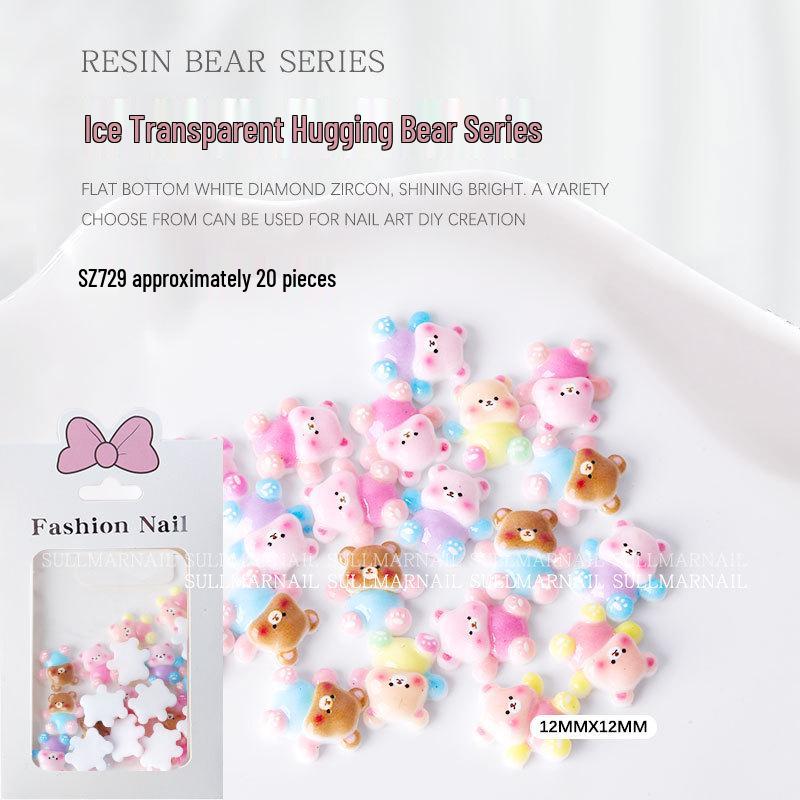 

Милые 3D украшения для ногтей в виде конфетных мишек (20 шт.) - Прозрачная смола с плоским дном