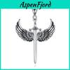 Punk Cross Wings Pendant Necklace With Geometric Alloy Chain For Men And Women