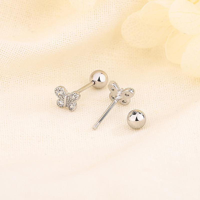 

1 пара цветочных сережек-гвоздиков, винтовые серьги-гвоздики для хряща, циркониевые блестящие серьги-гвоздики в виде бабочек для женщин, пирсинг, украшения для тела, подарок