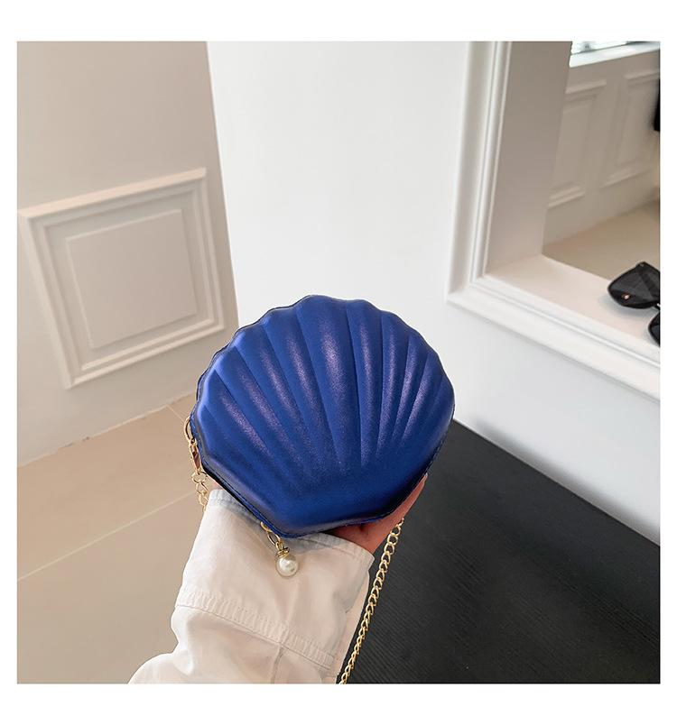 Simple Shell Bag 2025 New Women's Fashion Ins Texture Trend Chain Crossbody Small Bag Patent Leather Scallops