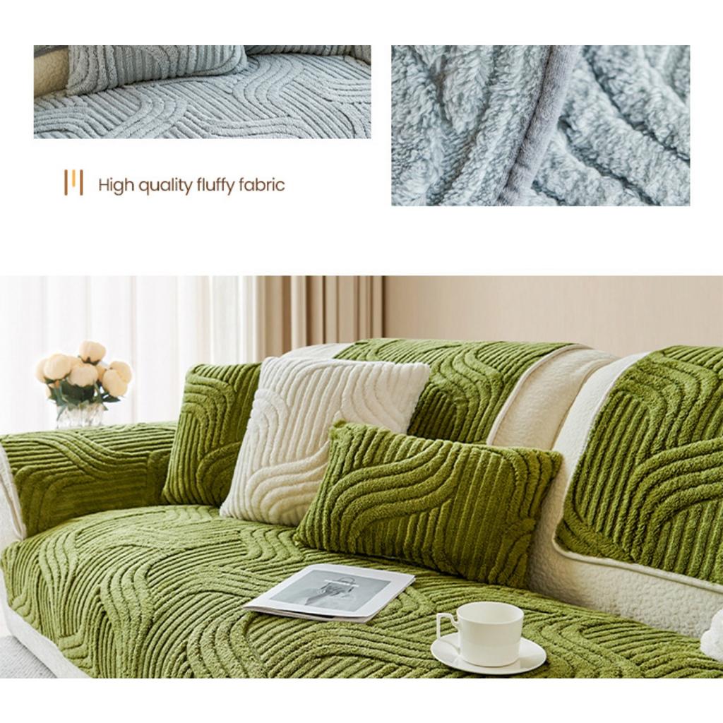 Bohemian Style Thick Plush Sofa Cover -Machine Washable, Pet Friendly, Non Slip Sofa Protection Cover, Decoration for Living Room, Bedroom, and Office