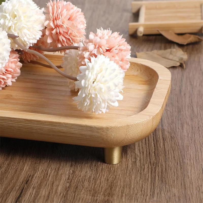Piedini Mini Tavola in Ottone e Legno 4 Pezzi Riser Antiscivolo per Scatola Gioielli Vassoio Espositore Piccoli Mobili Uso Artigianato Fai da Te