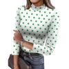 Women's Slim Bottom T-shirt Fashion Casual Polka Dot Printing Round Neck Pullover 3/4 Sleeve Top