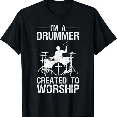 Vtipné křesťanské umění bubeníka pro muže ženy milovníka bubnování tričko