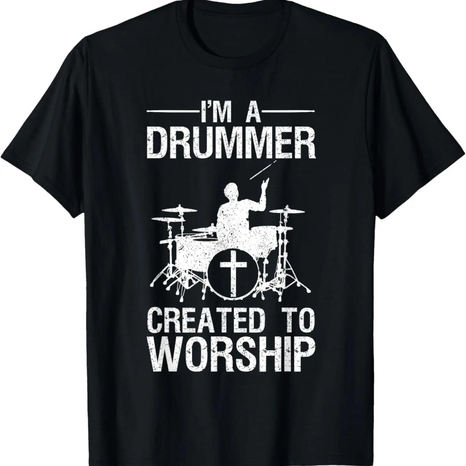 

Забавный христианский рисунок барабанщика для мужчин и женщин, любящих играть на барабанах, футболка XXXXXL чёрный