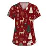 Women's Fashion V-neck Short Sleeve Workwear With Pockets Christmas Printed Tops