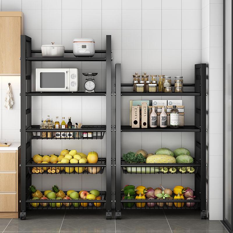 Multi-Layer Kitchen Vegetable & Microwave Storage Rack with Wheels