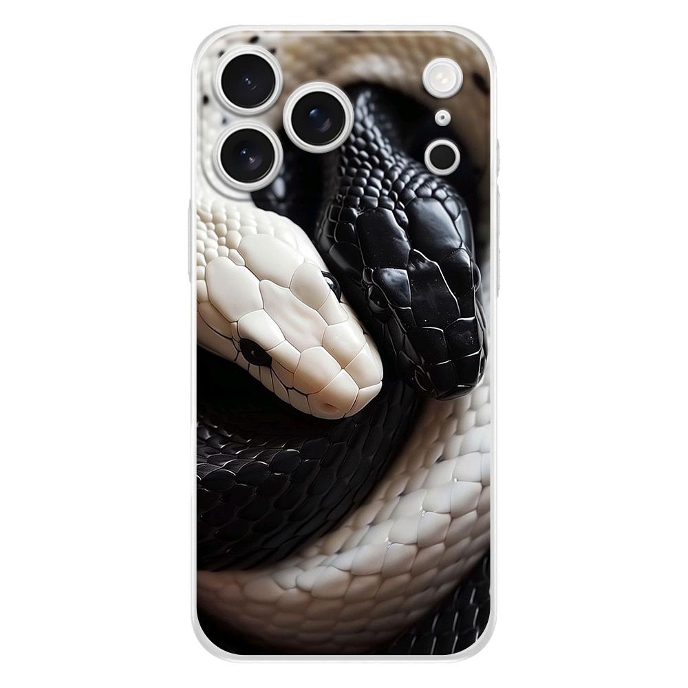 Soft Clear TPU Phone Case For iPhone 17 Air 16E 16 11 15 14 Pro MAX 12 13 7 8 Plus SE Easter Cover Protection Blossom Pink Snake