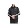 adidas Logo a Tre Strisce Vintage Sportiva Collo Alto Stampata Zip Manica Lunga Giacca Giubbotti Uomo Nero IK7335