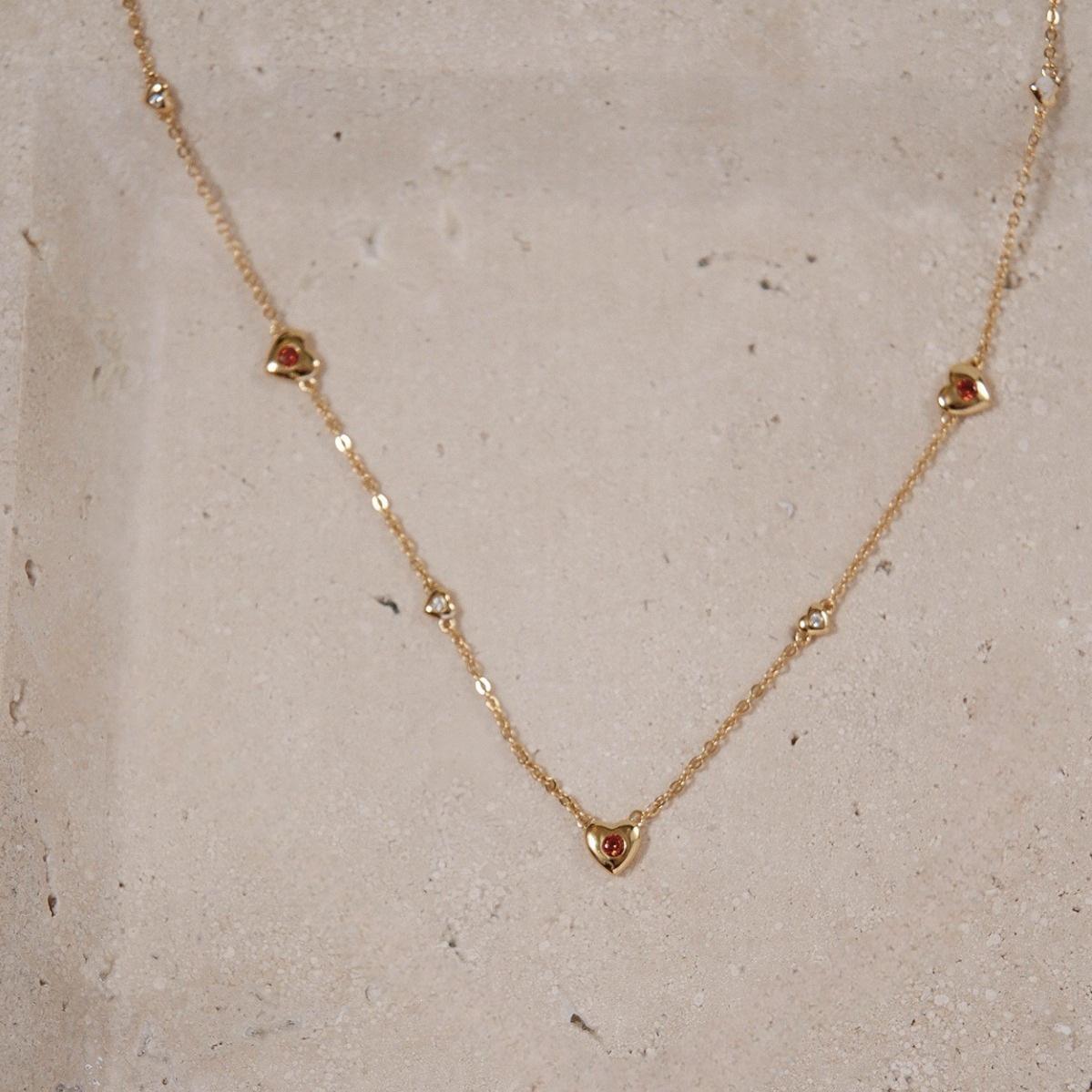 18K Gold-Plated Sterling Silver Heart Necklace for Women - Elegant Clavicle Chain 18K Gold