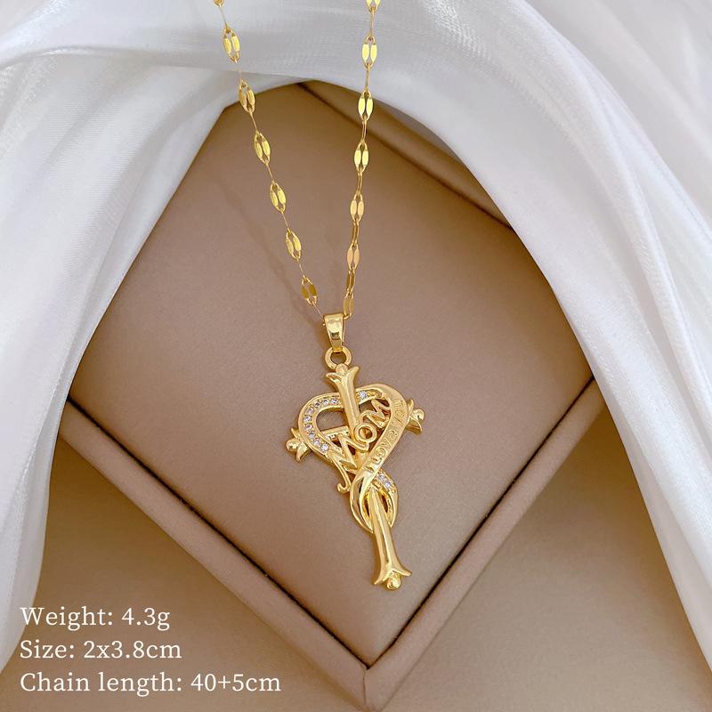 Butterfly Heavy Industry Necklace Women'S Copper Micro-Inlaid Real Gold Electroplating Delicate Clavicle Chain Neck Chain