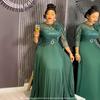 Plus Size Women Sequined Patchwork Maxi Dress 3D Floral Decor Pleated A Line Evening Gown Elastic Fabric Formal Party Long Dress