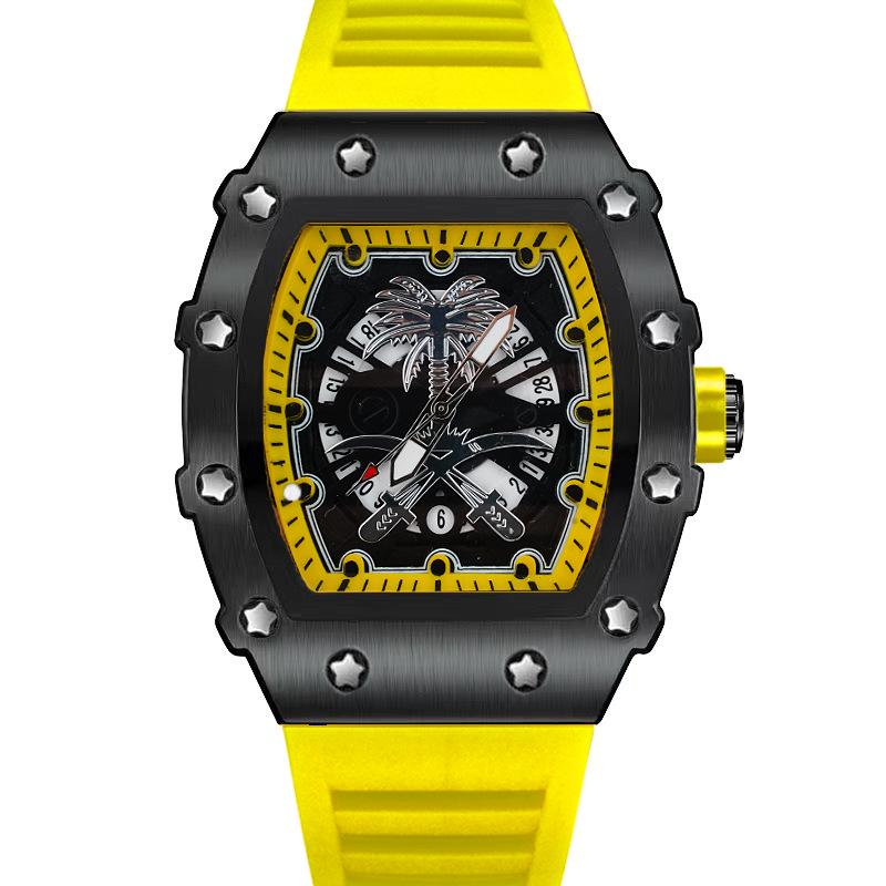 

ZIDO 2024 Мужские водонепроницаемые светящиеся часы-бочка с кокосовой пальмой Bare Watch