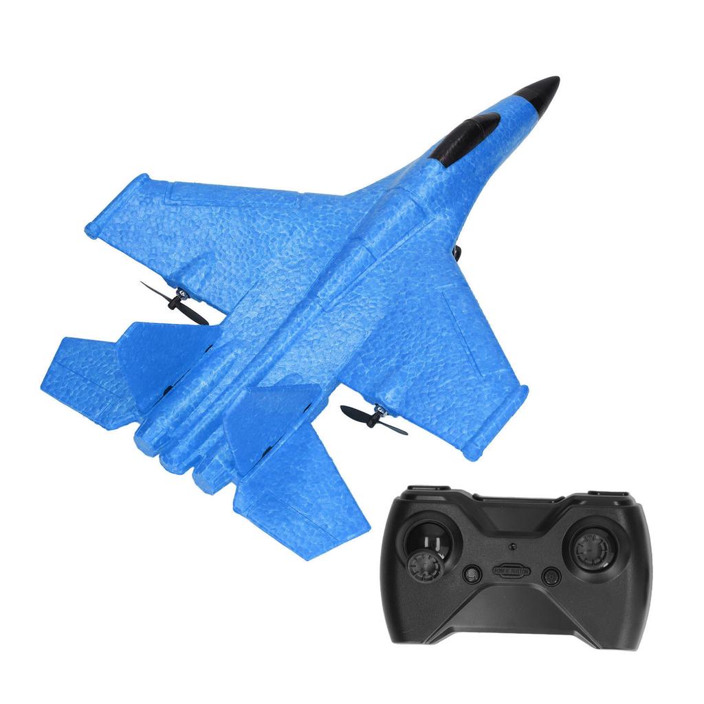 RC Glider Plane Waterproof Drop Resistant Dual Motor Remote Control Aircraft Fighter with LED Colorful Light Bars Blue