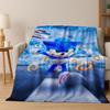 Classic S-Sonic Game Cartoon Hedgehog Flannel Blanket Soft Warm Throw Blanket for Bed Bedroom Room Living Room Travel Picnic Kid