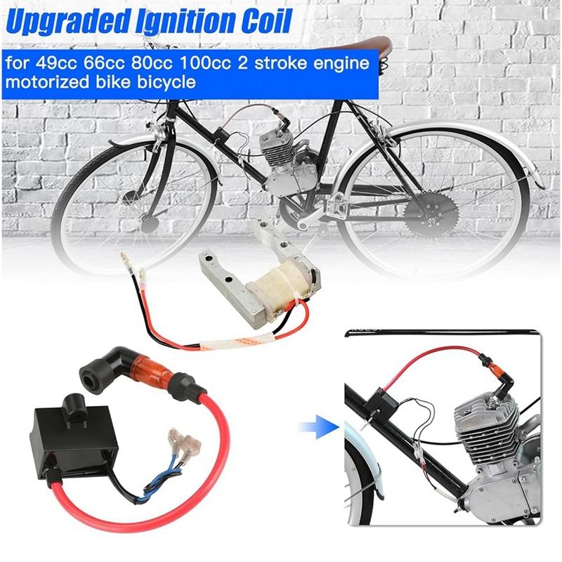 Motorized Bike CDI Ignition Coil +Magneto Coil Kit For 2 Stroke 49Cc 50Cc 66Cc 80Cc 100Cc Engine Gas Bike Bicycle Parts-A58X