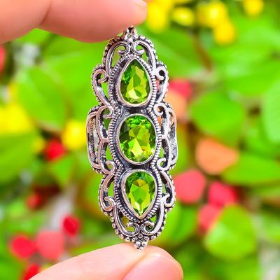 Peridot Handgemaakte 925 Sterling Zilveren Sieraden Ringmaat 10.5US A7B48