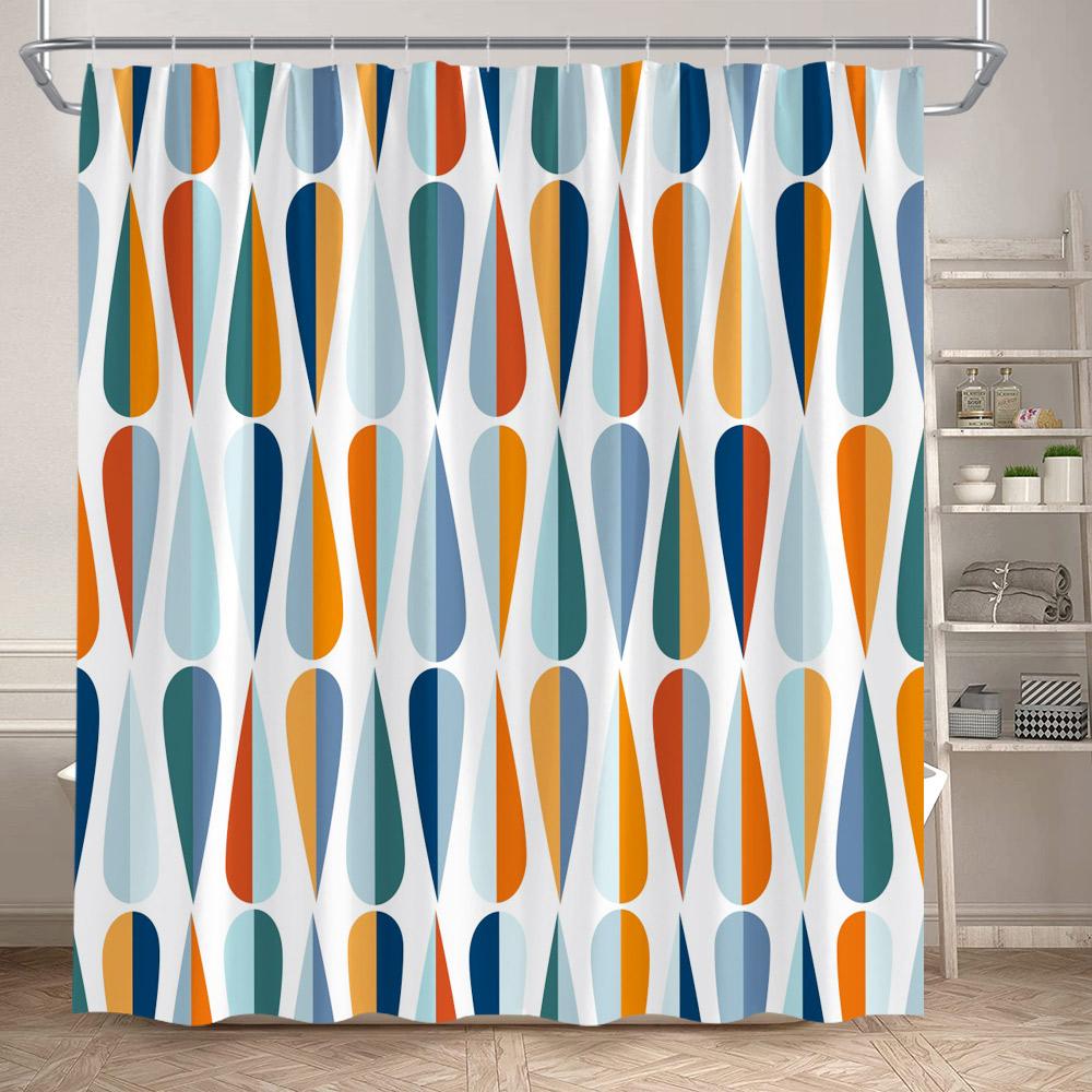 Moderne Geometrische Duschvorhänge Weiß Gepunktet Schwarz Badevorhang Minimalistisches Muster Polyesterstoff Badezimmerdekor Mit Haken