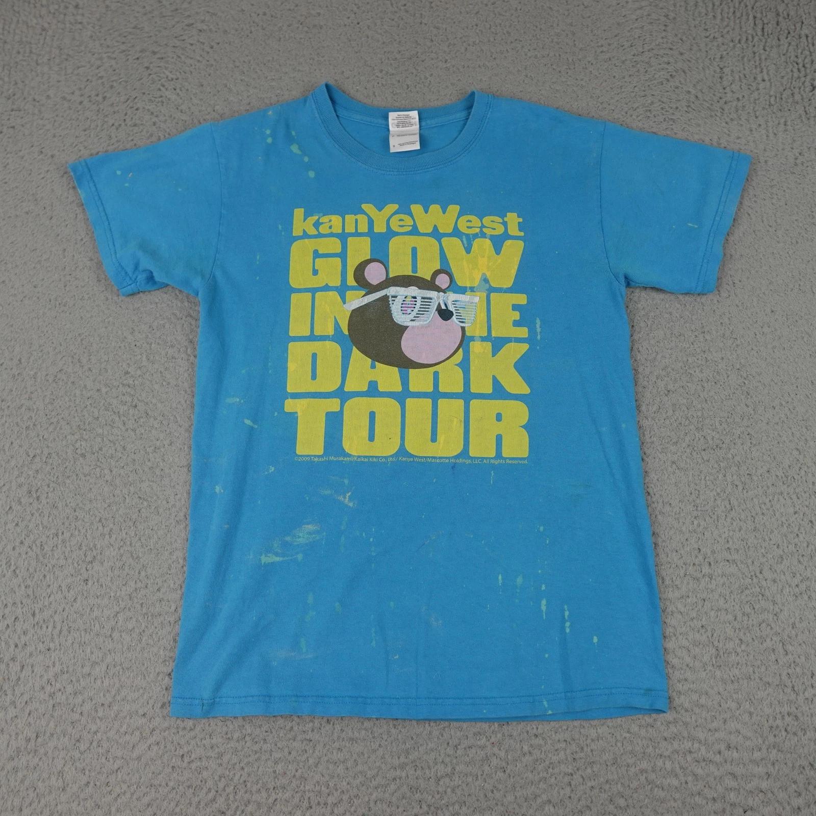 

Мужская футболка Kanye West Glow In The Dark Tour, размер S, синяя, с рисунком Такаси Мураками, 2009 г. S