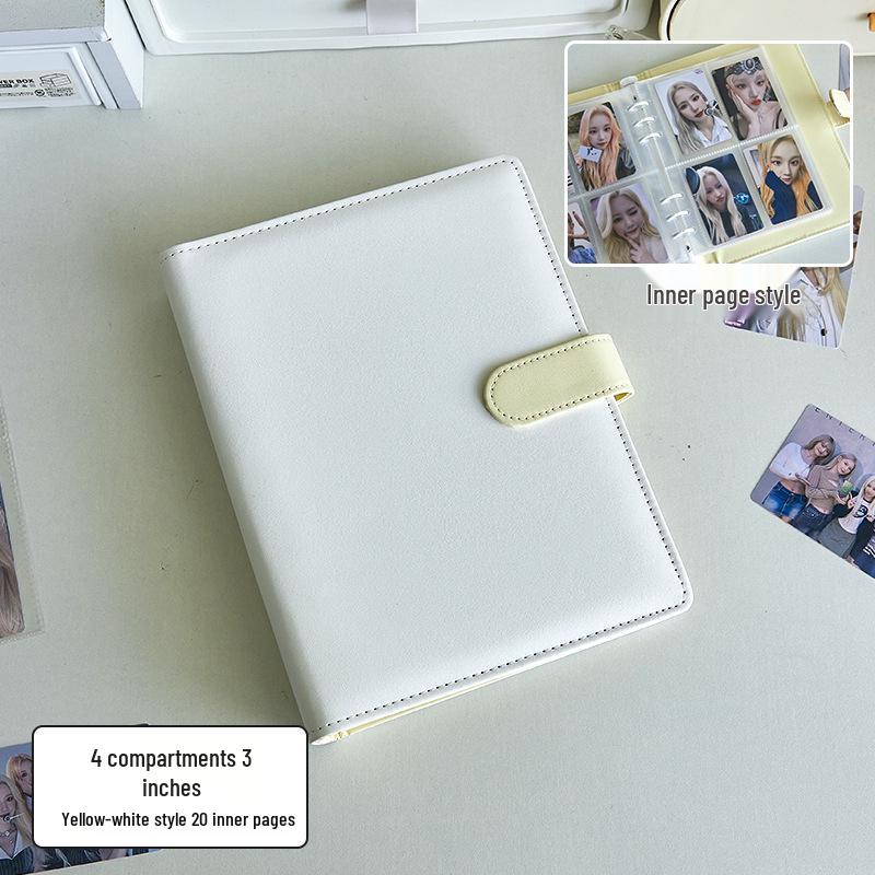 

Корейский альбом для карточек формата А5 с 4 карманами и магнитной застежкой - Идеально для DIY, полароидных фото и коллекционирования айдолов (Стиль ИНС)